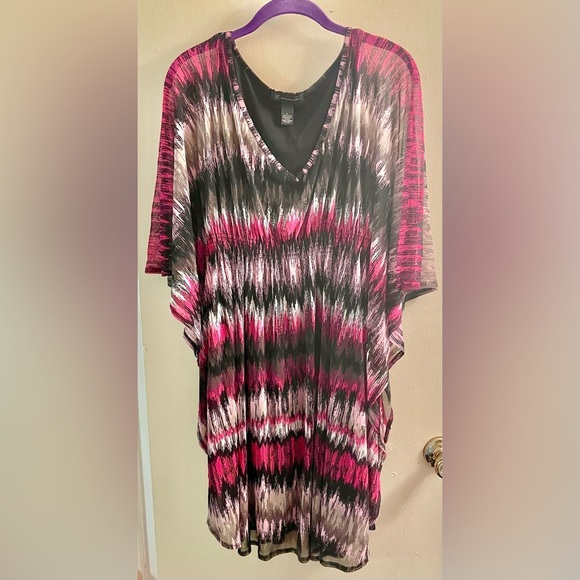 INC Dress w/ bat-wing short sheer sleeves. SIZE Large - Picture 1 of 9